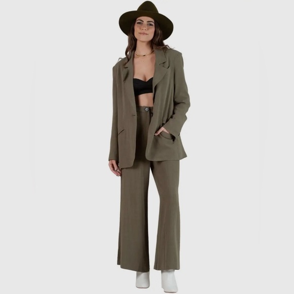 Lucca Couture Olive Pants Green Trouser High Waist size small - Picture 3 of 5